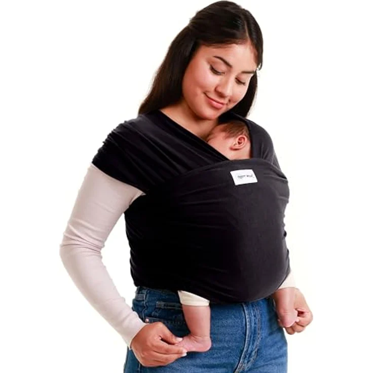 Sleepy Wrap Babytragetuch, Baumwoll Tragetuch für Neugeborene bis 15 kg, Maschinenwaschbar, kuschelweich & atmungsaktiv (Schwarz) – Bild 1