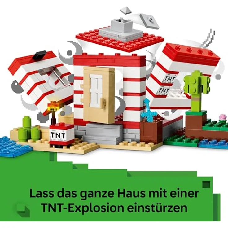 LEGO Minecraft 21275 Das TNT-Dschungelhaus Bausatz, Spielset mit Sprengfunktion und 3 Figuren, Mehrfarbig, 287 Teile – Bild 3