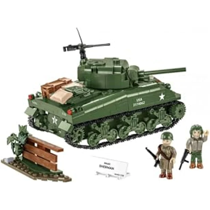 Cobi 663 PCS HC WWII 3126 M4A1 Sherman, Klemmbausteine Set im Maßstab 1:35 mit 2 Figuren und Umweltelementen – Bild 5
