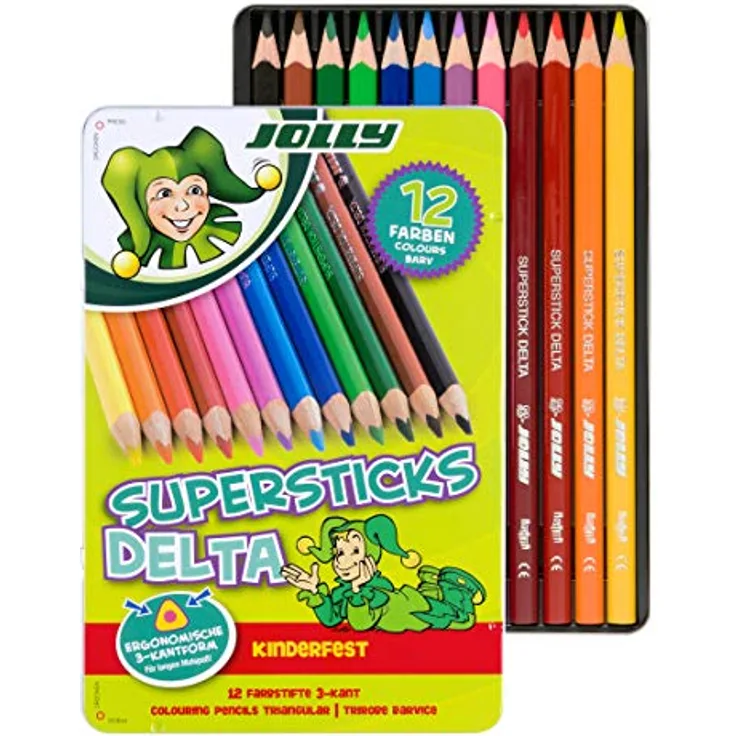 JOLLY Buntstift Superstick Delta sort, 12er-Metalletui