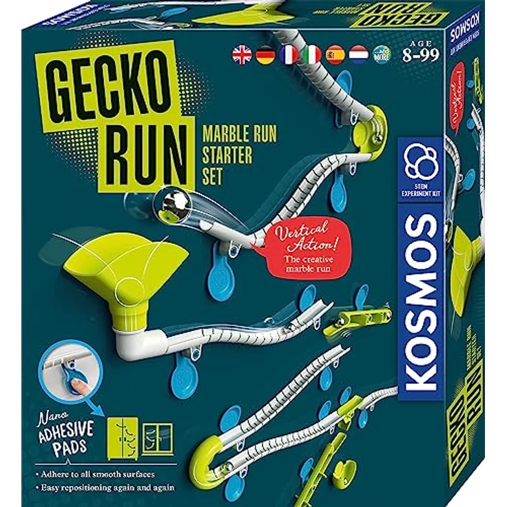 KOSMOS 617288 Gecko Run - Starter-Set, Starter Set, Erweiterbare Kugelbahn für Kinder, Vertikale Kugelbahn, Murmelbahn, Lernspielzeug und Konstruktionsspielzeug ab 8 Jahren, Mehrsprachig – Bild 1