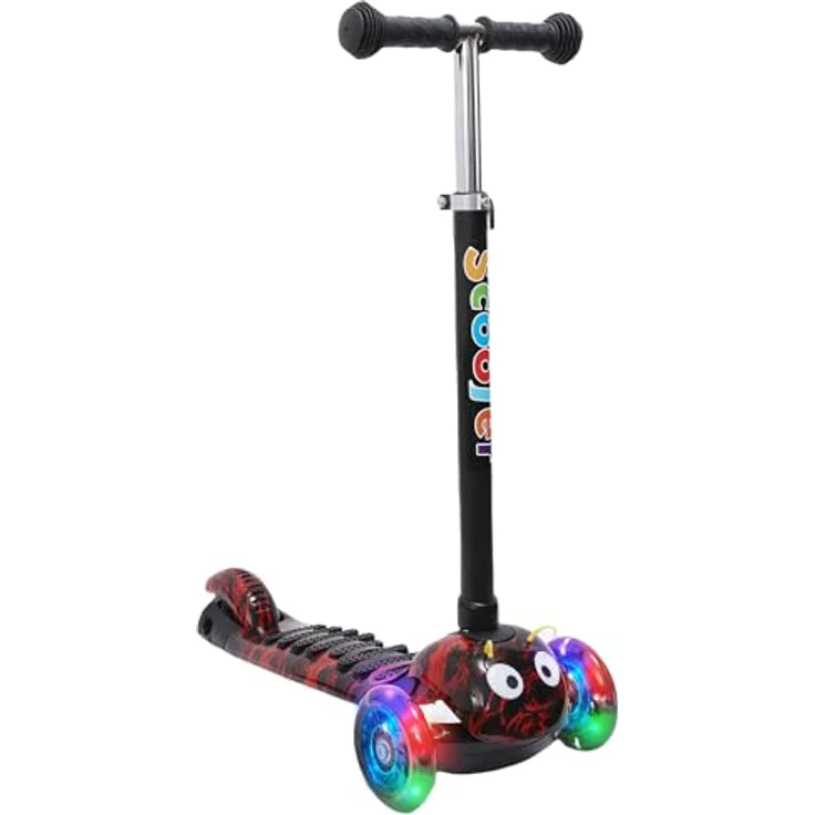 Habib Gruppe Kinderroller 3-Räder, Kinderscooter für Jungen & Mädchen 3-8 Jahre mit LED-Rädern, Höhenverstellung, rutschfest, max. 50 KG – Bild 1