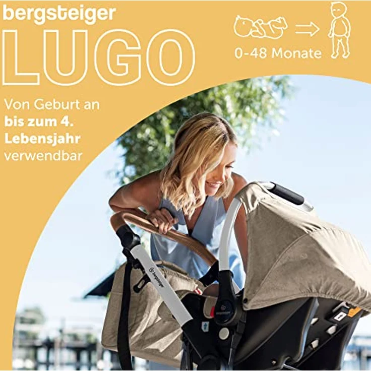 Bergsteiger Kinderwagen Lugo 3in1 | Kombikinderwagen Komplettset inkl. Zubehör - Babyschale, Buggy-Aufsatz, Sonnenschutz & Wetterfußsack | Isofix Station erhältlich – Bild 2