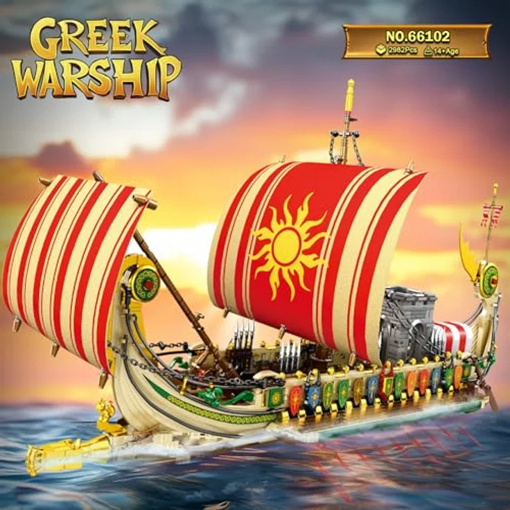 Reobrix Griechisches Piratenschiff Bausatz 66102, Militärisches antikes Kriegsschiff, 2896 Teile, bewegliche Elemente, für Erwachsene 14+ – Bild 2