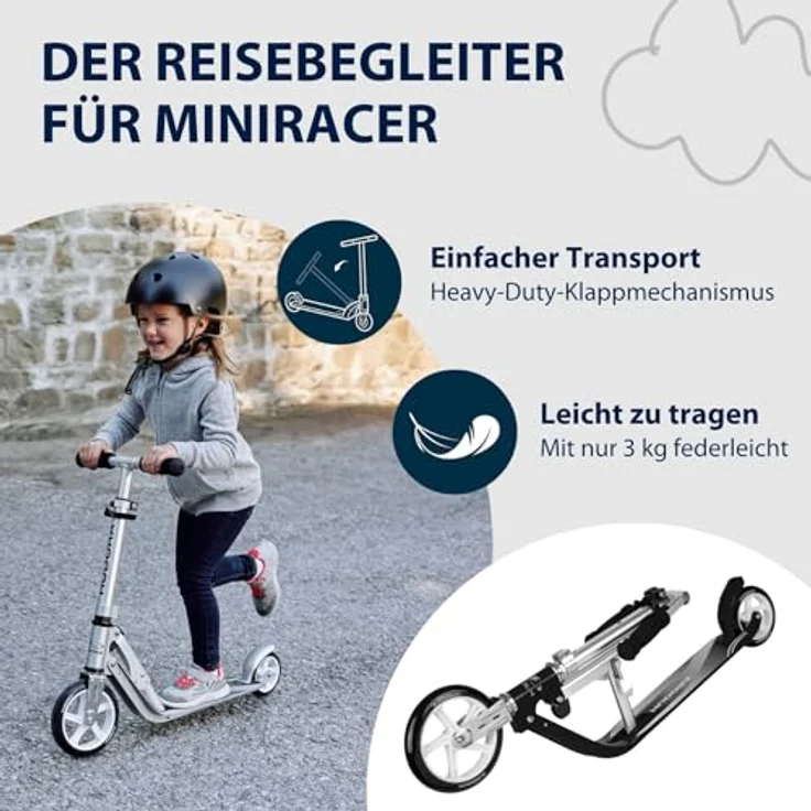 HUDORA Little BigWheel Scooter - Stabiler Aluminium-Roller für Kinder ab 3 Jahren - Höhenverstellbar & zusammenklappbar - Geeignet für bis zu 100kg - Cityroller mit großen Reifen – Bild 5