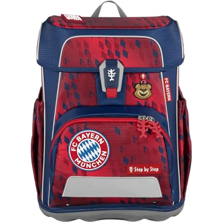 Step by Step Schulranzen-Set CLOUD FC Bayern “Mia san Mia”, 5-teilig, ergonomisch, rot blau, höhenverstellbar mit Hüft- und Brustgurt, 19 Liter, mit Reflektoren für Jungen und Mädchen ab der 1. Klasse – Bild 2