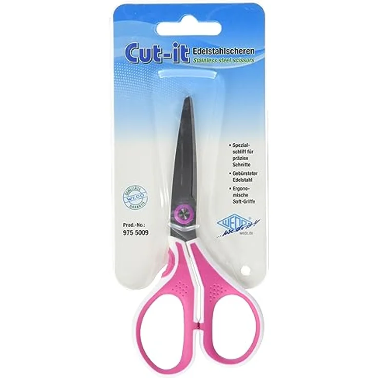WEDO Cut-it Papierschere, Edelstahl 13 cm, pink/weiß, ergonomischer Softtouch-Griff – Bild 3