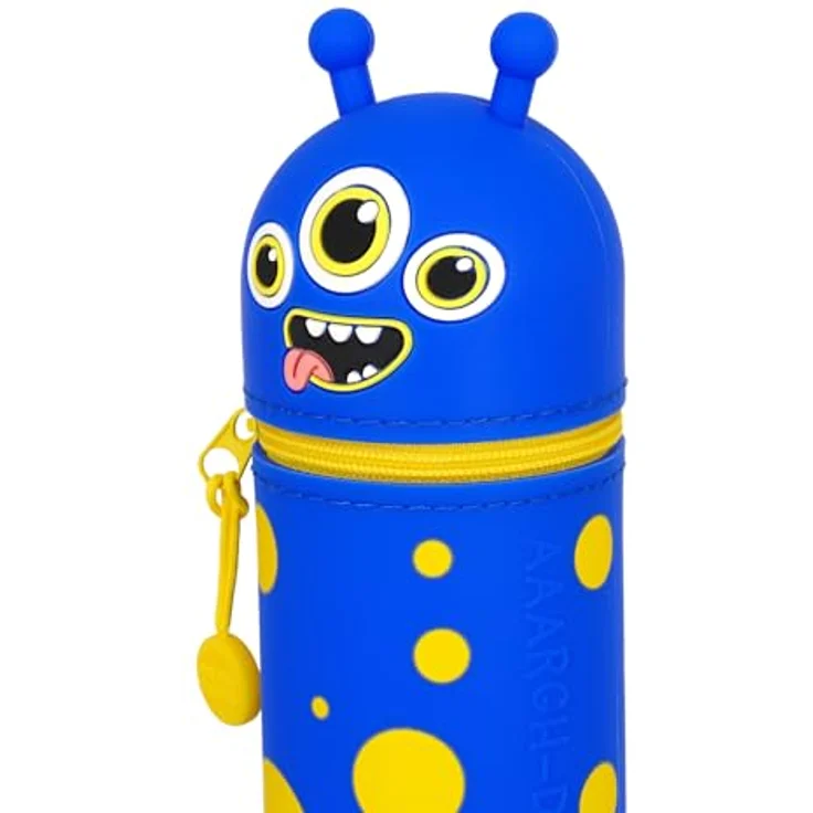 Legami Kawaii 2-in-1 Schulmäppchen, Silikon, Monster-Thema, Stifthalter, Reißverschluss, Höhe 18,5 cm – Bild 4