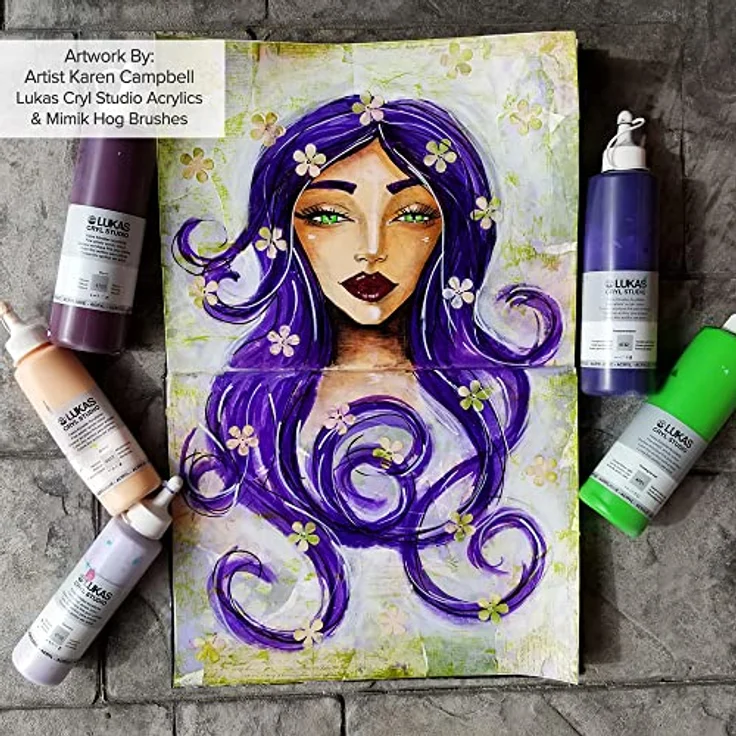 LUKAS Cryl Studio Künstler-Acrylfarbe, hochwertige weiß, 250 ml, schnelltrocknend und wasserverdünnbar – Bild 5