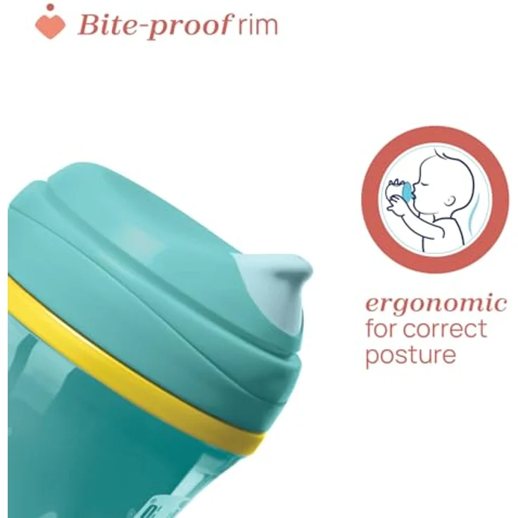 Chicco Active Tropffreier Trinklernbecher 266 ml, ergonomische Tülle, isolierte Thermoskanne, BPA-frei, Hellblau – Bild 4