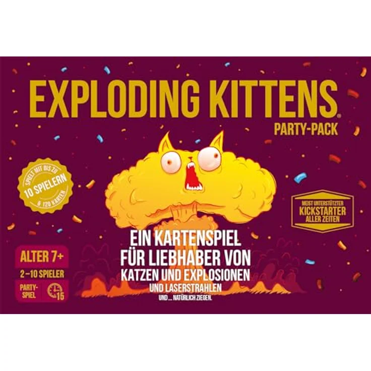 Exploding Kittens Spiel, Mehrfarbig, Bunt - Party-Pack für 2-10 Spieler, ab 7 Jahren, 15 Minuten Spielzeit – Bild 2