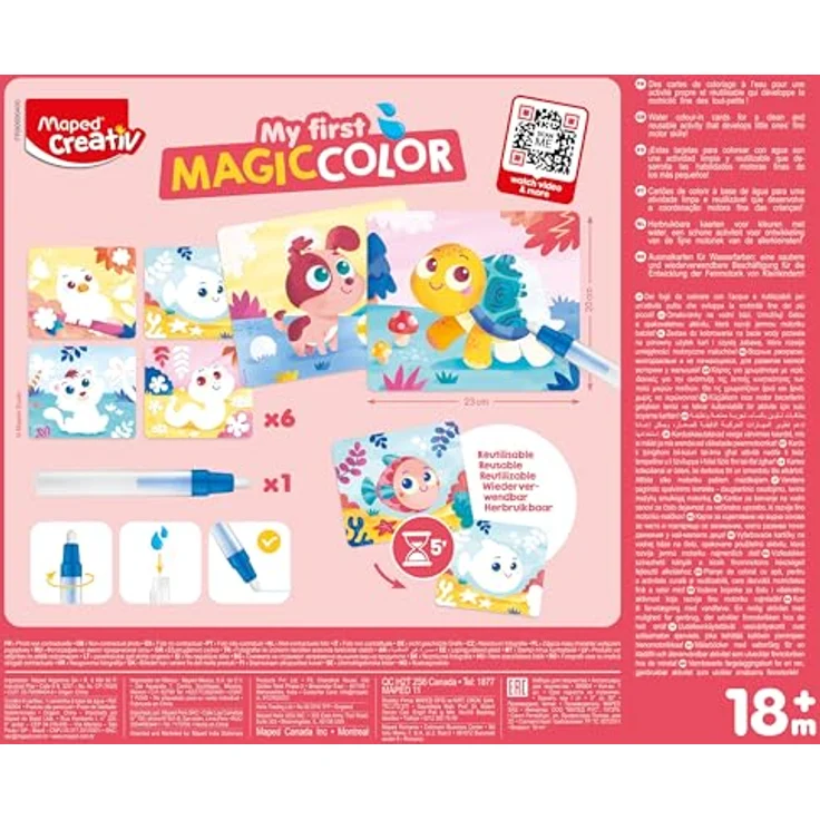Maped Creativ – My First Magic Color, Malkarten auf Wasser zur Farbentdeckung, unendlich wiederverwendbar, für Feinmotorik & Kreativität, ab 18 Monaten – Bild 3