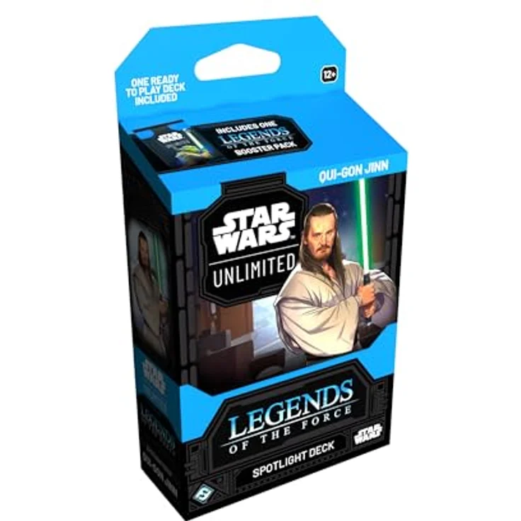 Asmodee - FFG - Star Wars: Unlimited Trading Card Game - Legends of the Force, Spotlight Deck Qui-Gon Jinn mit 4 exklusiven Karten und 1 Booster, TCG für 2+ Spieler, Alter 12+, Englisch – Bild 1