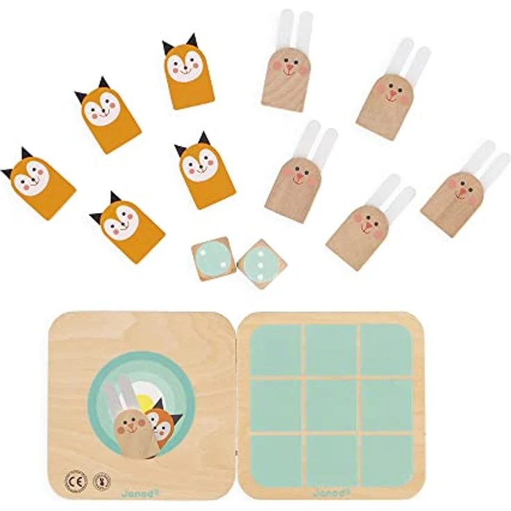 Janod - Taktik - 2-in-1-Kinder-Brettspiel - Hasen und Füchse - ab 5 Jahre, J02472 - Massivholz - 2 Spieler – Bild 4