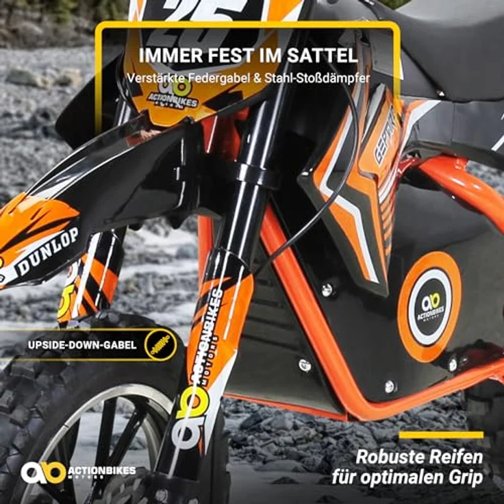 Kinder Mini Enduro Crossbike Gepard Elektro 500 Watt Motorcrossbike Pocketbike (Orange) – Bild 5