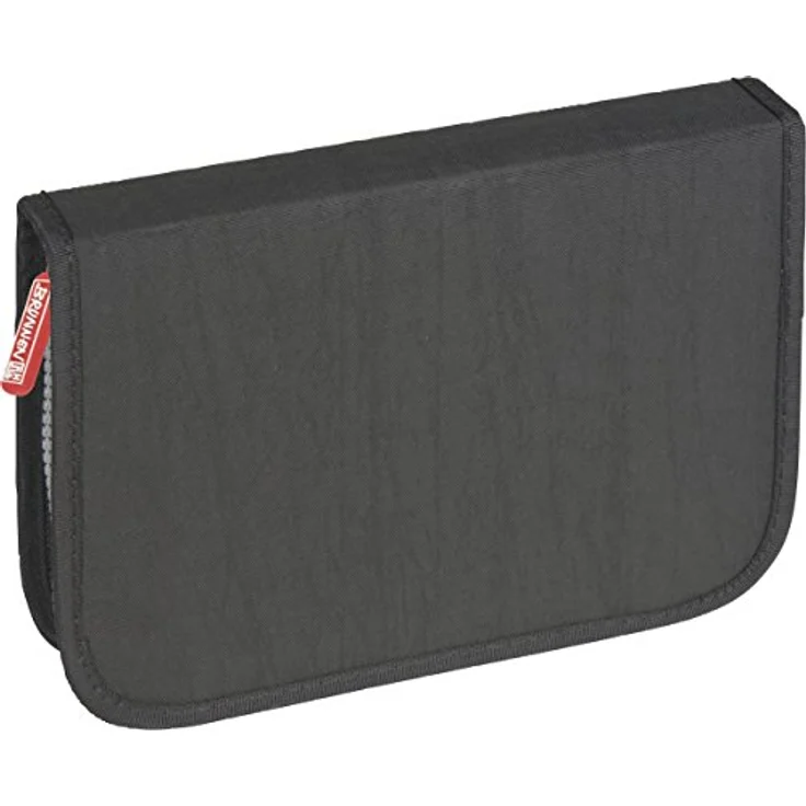 Brunnen 104918690 Schüler-Etui Crinkle (19,5 x 13,5 x 3,5 cm, 2 Klappen, schwarz, befüllt mit 9 dicke Markenbuntstifte, 2 Markenbleistifte, Lineal 16 cm, Metalldoppelspitzer, Radiergummi, Zeichenschablone) – Bild 2