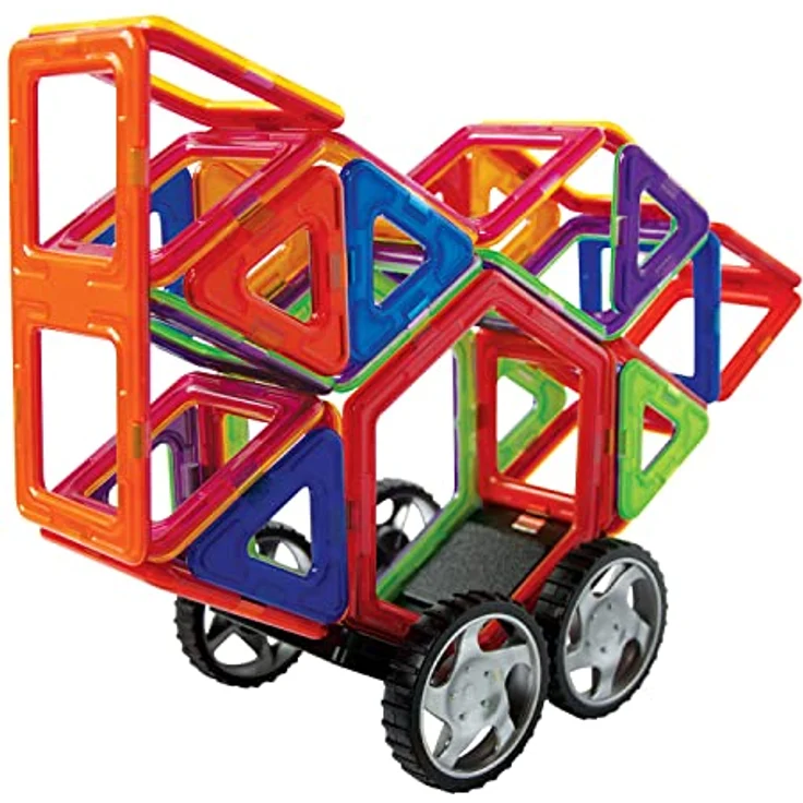 MK MAGNIKON Magnetische Bausteine Der Baumeister, Magnetbau-Set 118-teilig - Montessori Spielzeug ab 3 Jahre, Magnetbausteine – Bild 3