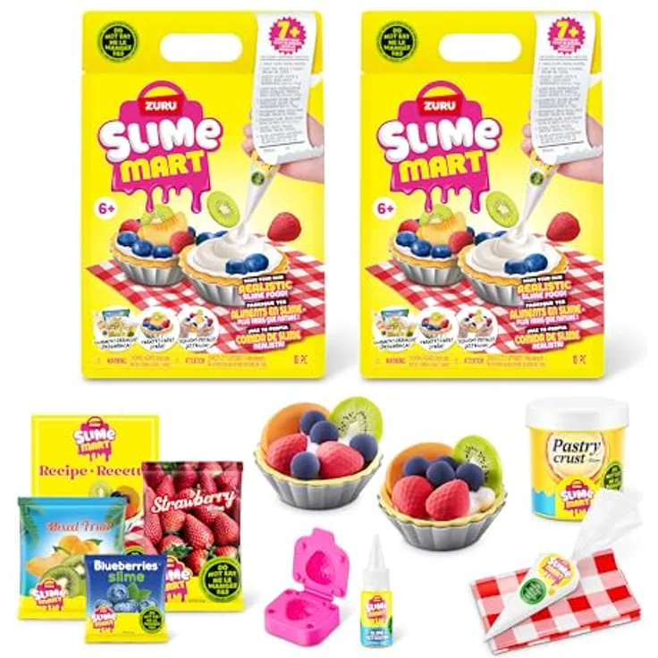 Slime Mart kleine Tüte (Obstkuchen) von ZURU, 2Pack, interaktives DIY Experimentierschleim-Set zum kreativen Gestalten und Spielen