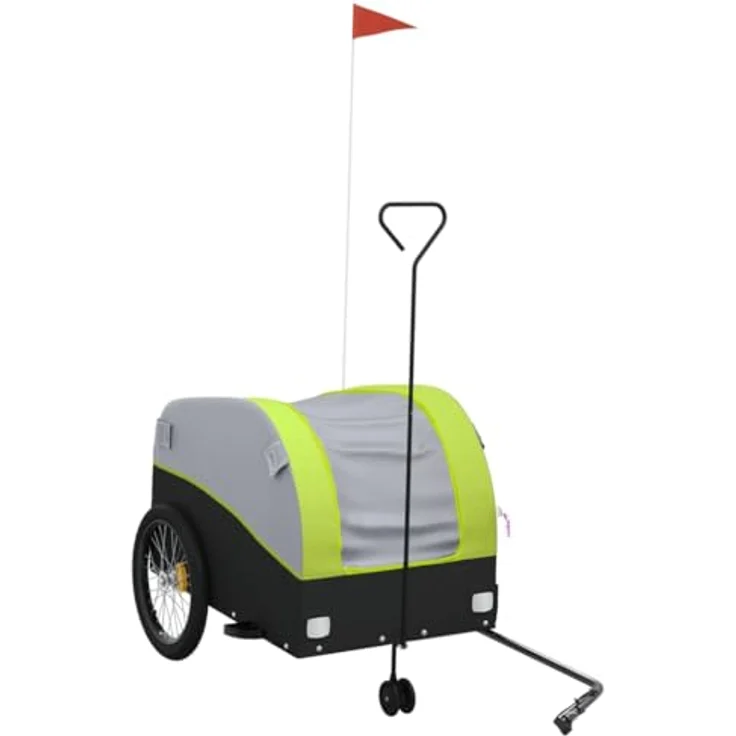 vidaXL Fahrradkinderanhänger Fahrradanhänger Schwarz und Grün 45 kg Eisen, Robustes Material, Praktisches Design, Maximale Tragfähigkeit – Bild 1