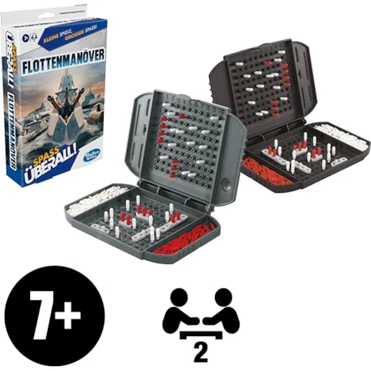 Hasbro Flottenmanöver Kompakt, tragbares Brettspiel für 2 Spieler, englische Ausgabe, ab 7 Jahren – Bild 2