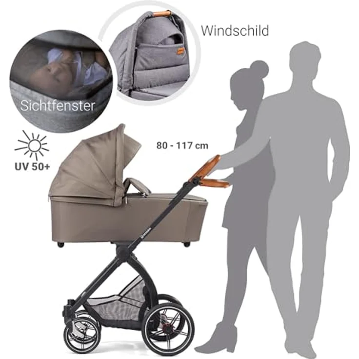 Gesslein Kinderwagen FX4 STYLE, Baby Erstausstattung (leichtes Kinderwagen Set mit Liege- und Sitzoption, individuell einstellbar, Fünf-Punkt-Sicherheitsgurt, Kinderwagen 3 in 1), Taube – Bild 2
