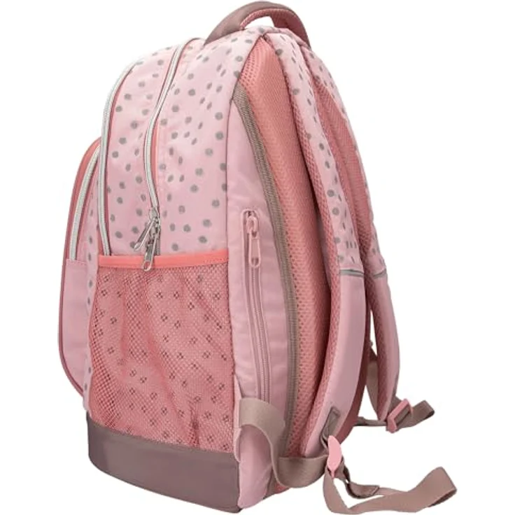 Depesche 14009 TOPModel Dots, Rosa Schulrucksack mit Model Motiv, Punkte-Muster und Glitzer, 2 Hauptfächer, verstellbare Träger, ca. 40 x 30 x 19 cm – Bild 4