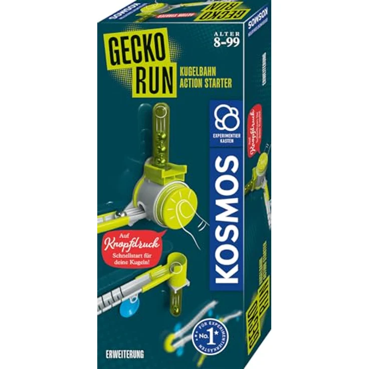 Kosmos 621414 Gecko Run - Action Starter Erweiterung mit Kugelstarter und Auffangbehälter, für vertikale Kugelbahnen, Spielspaß für Kinder ab 8 Jahren, nachhaltig aus nachwachsenden Rohstoffen – Bild 1