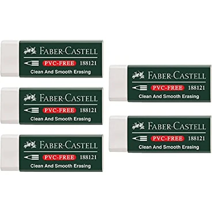 Faber-Castell 205002 - Radierer 188121, PVC-Free, Kunststoff, weiß, 5 Stück