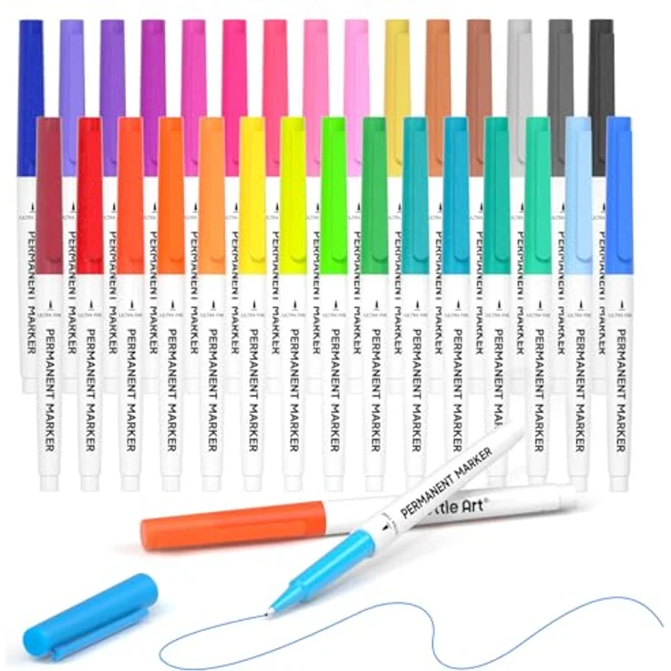 Shuttle Art Permanent Marker fein, 30er Set mit ultrafeiner Spitze, wasserfest, für Kunststoff, Stein und Glas – Bild 1