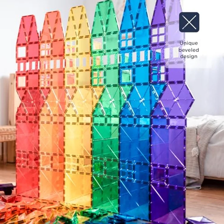 Connetix Rainbow Mega Pack Magnetbausteine, 212 Teile, Regenbogenfarben, pädagogisches Lernspiel – Bild 4