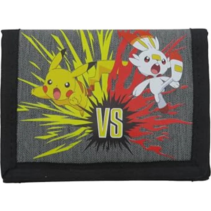 Nintendo Pokémon Geldbörse Kinder Portemonnaie, Kampfmotive mit Reißverschlussfach und Klettverschluss, 13,5 × 10 cm – Bild 1