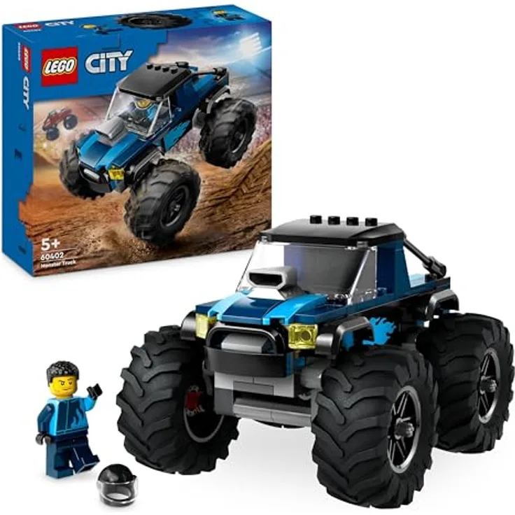 LEGO City Blauer Monstertruck, Offroad-Auto-Spielzeug, Fahrzeug-Set mit Rennfahrer-Minifigur, fantasievolles Rennauto-Spielzeug, lustiges Geschenk für Jungs und Mädchen ab 5 Jahren 60402