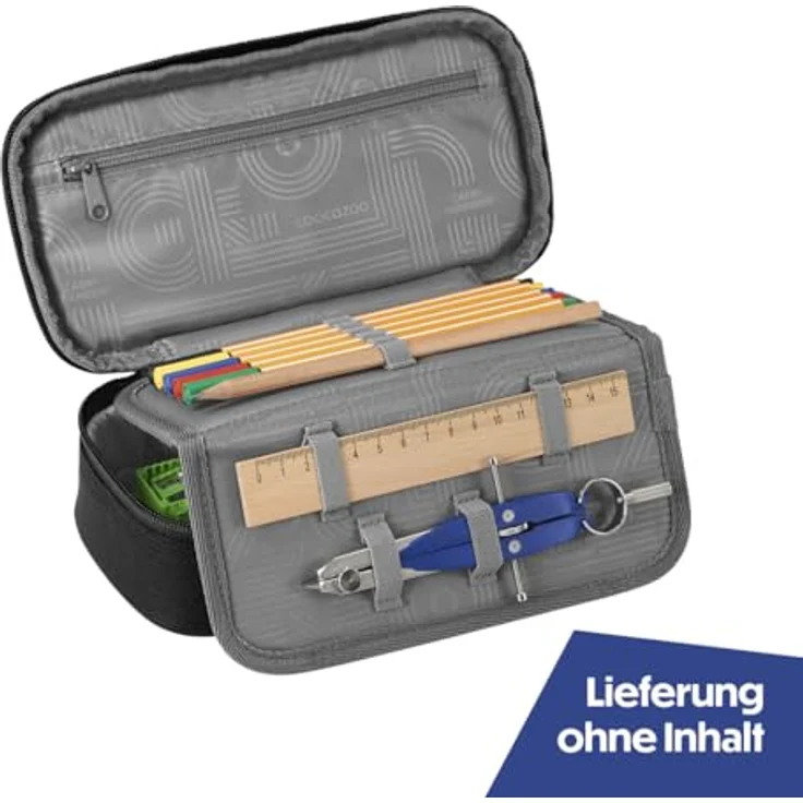 Coocazoo Mäppchen „Blazing Fire”, schwarz-rot, Federmäppchen, großes Hauptfach, Schlaufen für Zirkel, Geodreieck und Lineal, Stundenplanfach, Stiftehalter, Reißverschlussfach, ab der 3. Klasse – Bild 2