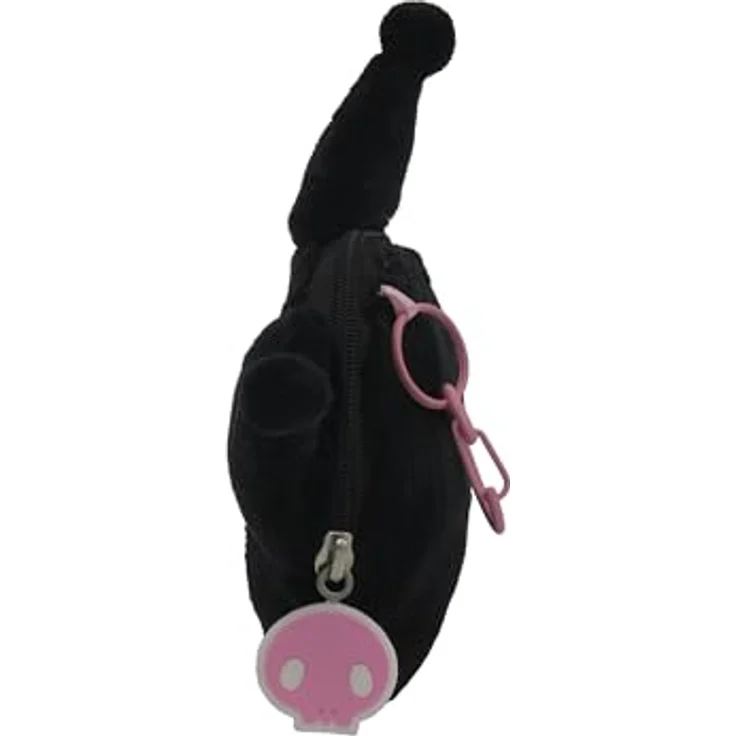 Hello Kitty Kuromi Plüsch Geldbörse, kompakt mit Reißverschluss und Karabiner für Mädchen, rosa – Bild 3
