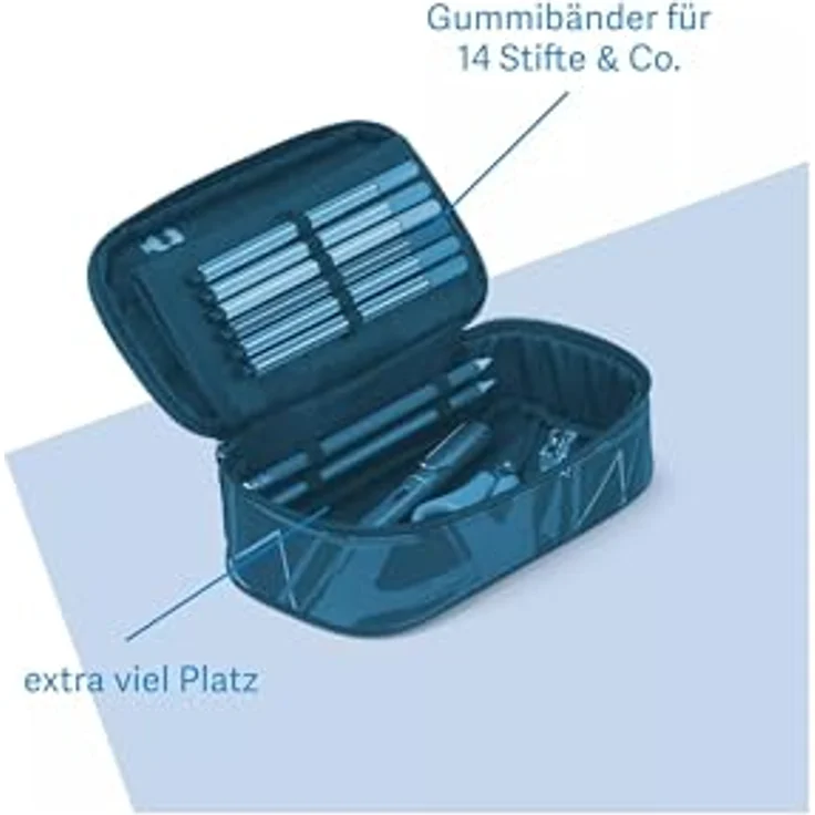 satch Schlamperbox extra groß inkl. Trennfach Reißverschlussfach Stiftehalter Geodreieck Sichtfenster für Stundenplan Bright Faces - Lila – Bild 4