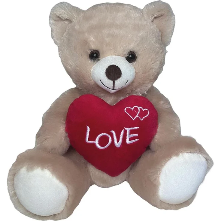JollyPlush Teddybär Kuscheltier mit Herz, 38 cm Plüschtier, weich und flauschig, Geschenkidee für Valentinstag
