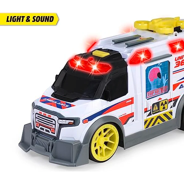 Dickie Toys - großer Spielzeug-Krankenwagen mit vielen Extras (35,5 cm) - Rettungswagen mit Spiel-Drohne, Zubehör, Licht & Sound, Spielzeugauto für Kinder ab 3 Jahre – Bild 4