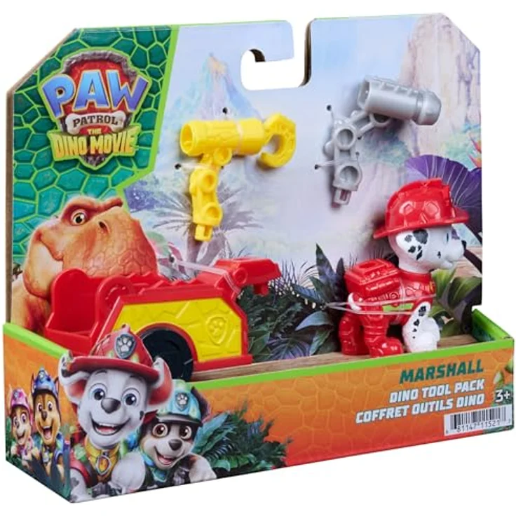 Paw Patrol Movie 3 Dino Tool Pack Marshall, Spielfiguren-Set mit über 6 cm großer Marshall-Figur in Dino Movie-Uniform, inkl. dinosaurier-themed Anhänger und 2 austauschbaren Werkzeugen – Bild 10