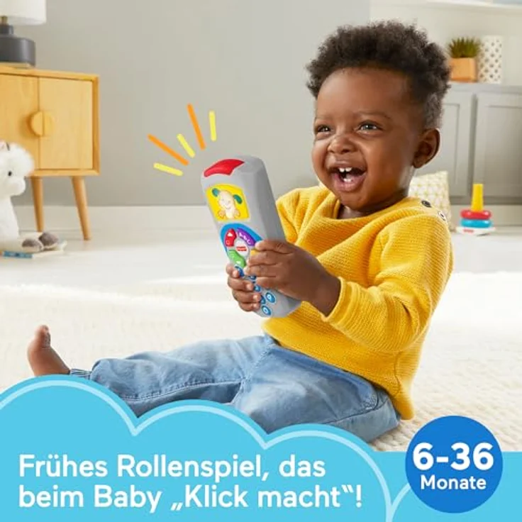 Fisher-Price Lernspaß Hündchen-Fernbedienung, Spielzeugfernbedienung mit Musik und Lichtern, ab 6 Monaten, deutsche Version, HXB88 – Bild 2