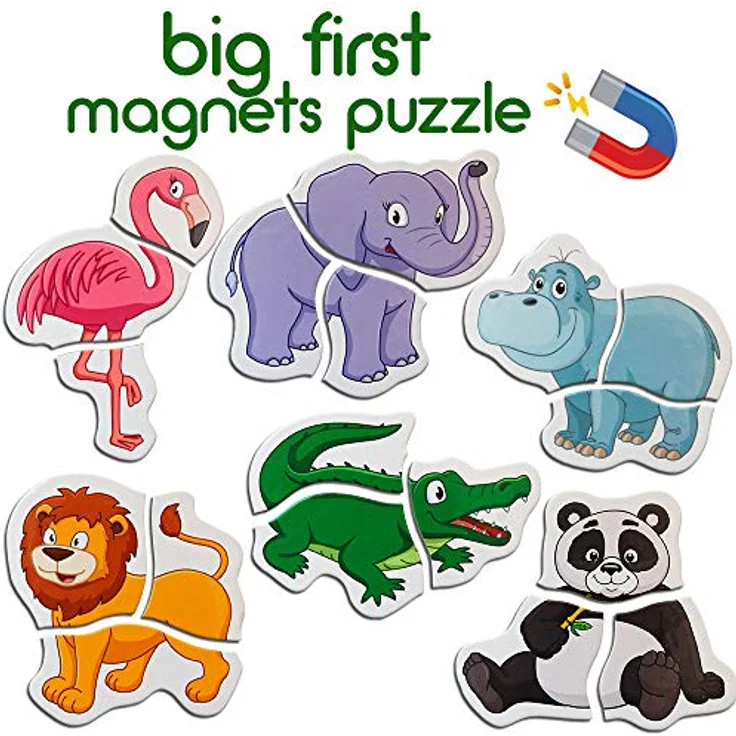 Magdum 6 Zoo Magnete Kinder Puzzle ab 3 Jahren - Magnete Kinder für magnettafel - Magnet Spielzeug Kinder -Magnetische Puzzle 3 Jahre - Spielzeug ab 3 Jahre -Lernspiele ab 3 Jahre -Magnet Puzzle – Bild 4