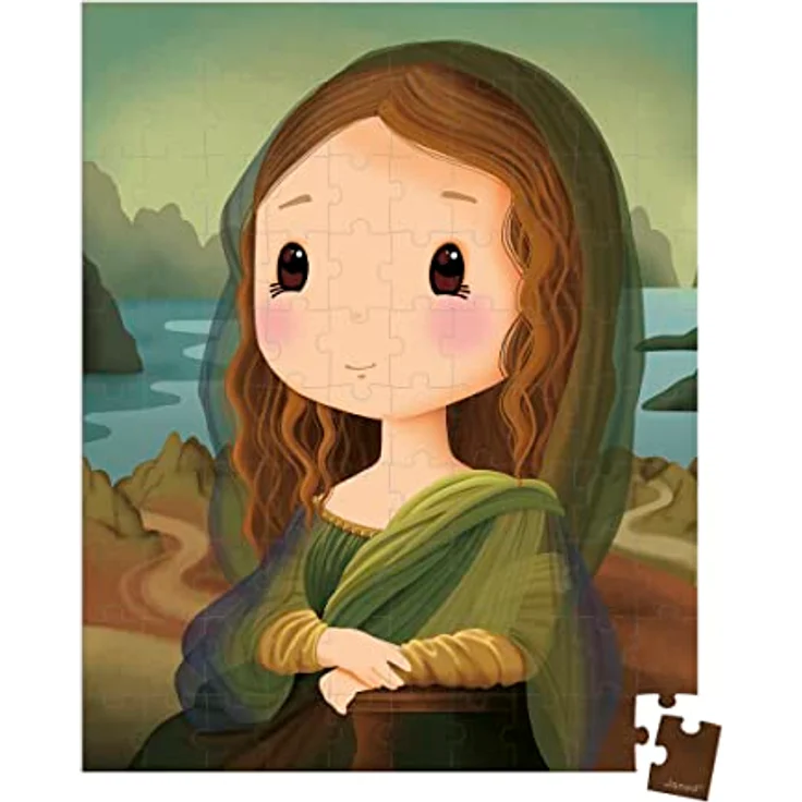Janod - Puzzle Inspiriert von Léonard de Vinci - 100-teiliges Puzzle - Lernspiel - Geduld und Fingerfertigkeit - FSC-Zertifiziert - Ab 6 Jahre, J02579 - Mona Lisa inspiriert - Made in France – Bild 2