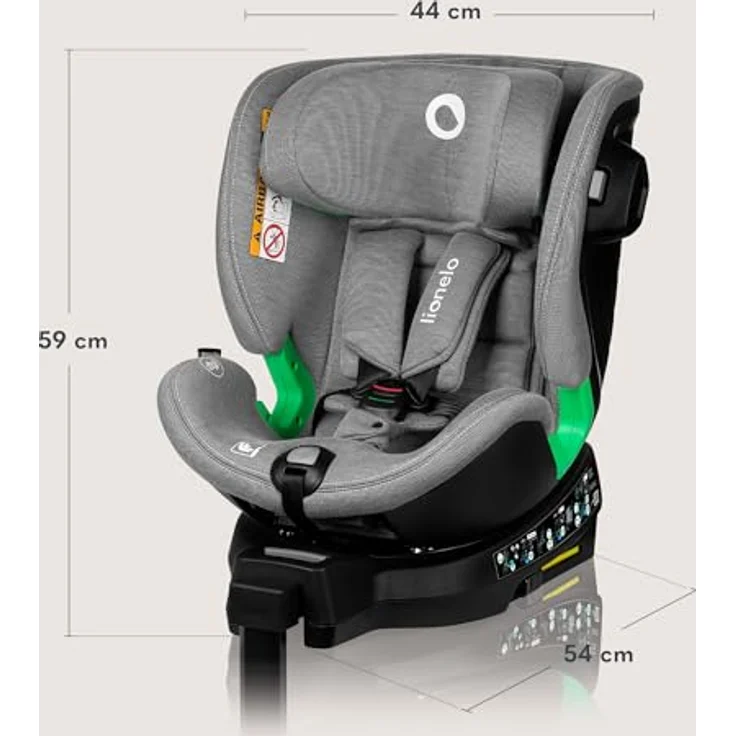 lionelo Autokindersitz HARMONY I-SIZE, von Geburt bis 12 Jahre, 0,00-36,00 kg, (Set), Basis 360'/ISOFIX/i-SIze/Gürtelalarm, Bambusstoff, viele Annehmlichkeiten – Bild 10