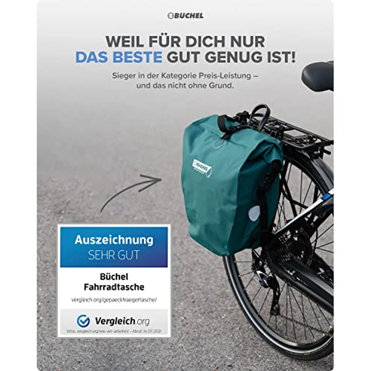 Büchel Fahrradtasche für Gepäckträger I 25.4 L - 100% Wasserdicht I mit Tragegriff und Schultergurt I fahrradtasche gepäckträger, gepäckträgertasche, fahrrad taschen hinten – Bild 2