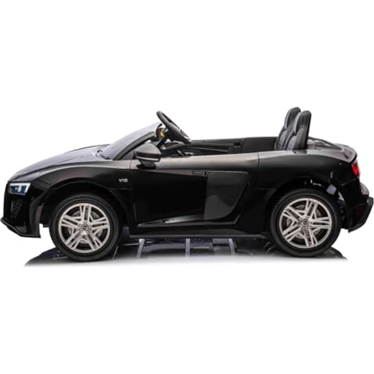 RIRICAR Kinder Elektroauto 24V 2 Sitzer A.U.D.I., Schwarz, MP3-Player mit USB/AUX und Bluetooth, Batterie 24V/14Ah, 2 x 200W Motoren, Eva-Räder mit Hinterradfederung, Verstellbare Ledersitze – Bild 3