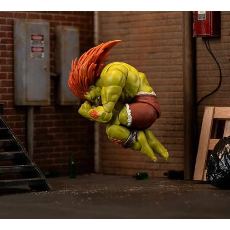 Jada Toys Street Fighter Figur Blanka, 19 cm bewegliche Actionfigur mit alternativem Kopf, Händen und Electric Thunder Zubehör, grün, ab 13 Jahre – Bild 4