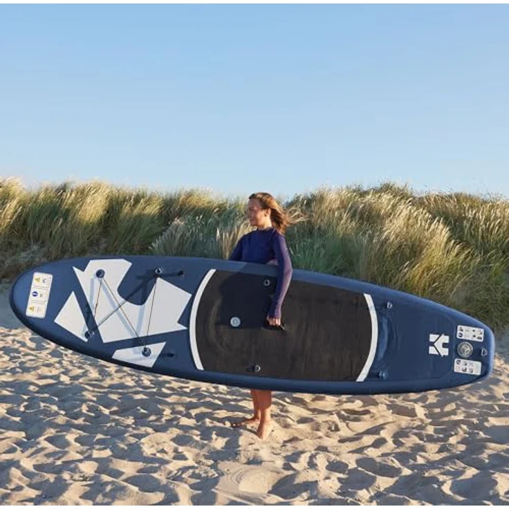 HOME DELUXE Stand Up Paddle Board Größe S, Blau – Aufblasbares SUP mit rutschfester Oberfläche, 3-Finnen-System und umfangreichem Zubehör – Bild 2