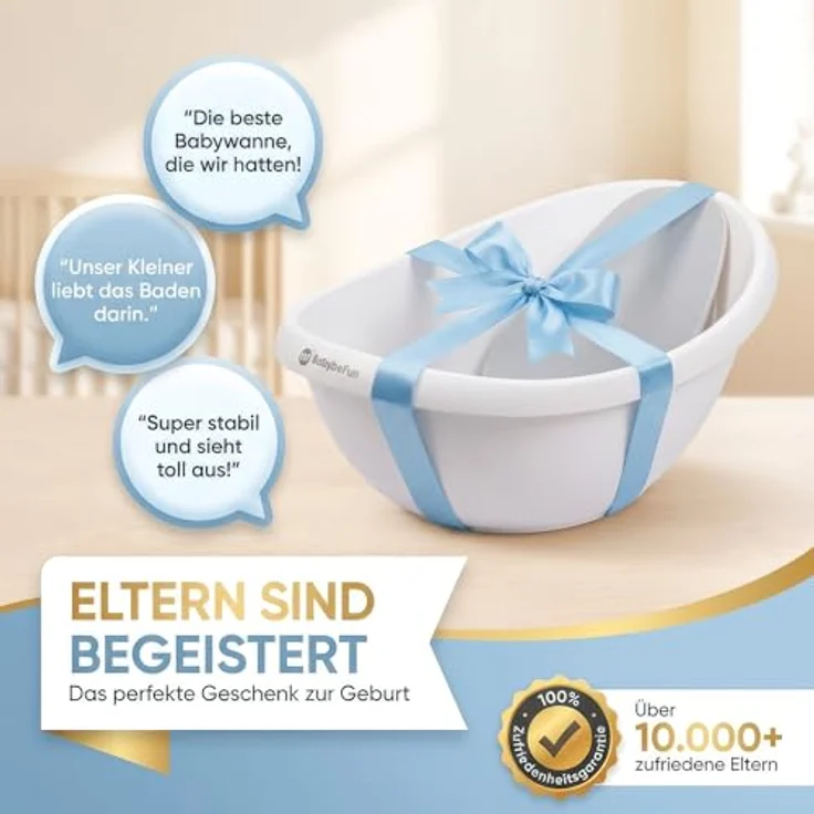 BabybeFun Baby Badewanne mit Badewanneneinsatz für Neugeborene [Testsieger] Rutschfeste Babybadewanne für Babys und Kleinkinder [0-12 Monate] Babywanne für Dusche Badewanne Weiß | Farbe wählen… – Bild 7