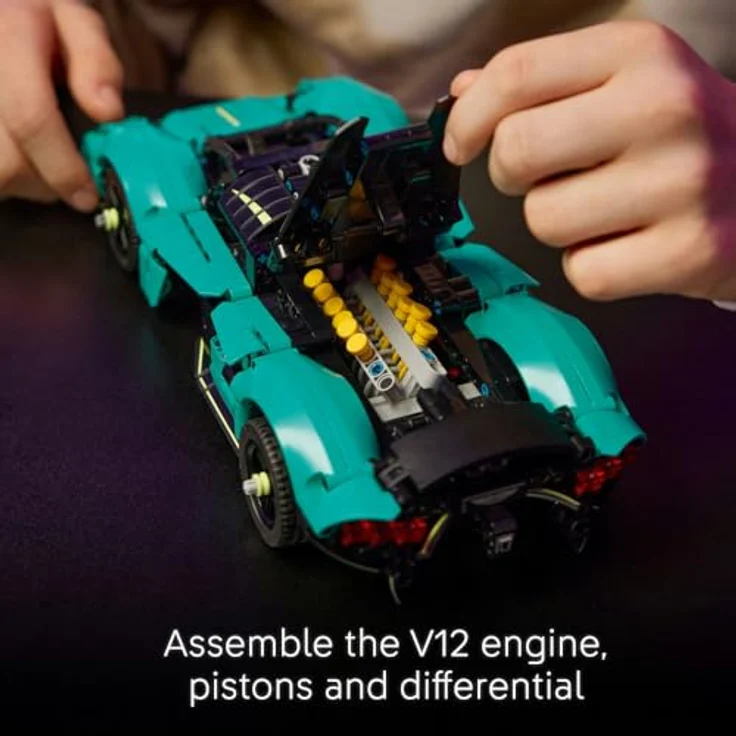LEGO Technic 42208 Aston Martin Valkyrie Bausatz, detailliertes Modellauto mit beweglichen Flügeltüren und V12-Motor, Mehrfarbig – Bild 4