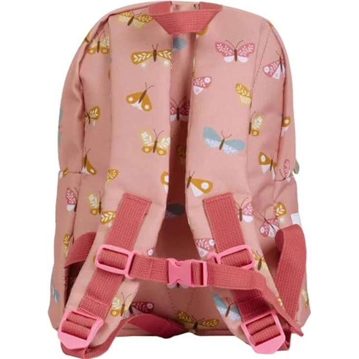 A LITTLE LOVELY COMPANY Little Butterflies Rucksack für Kinder, 7 Liter Fassungsvermögen, rosa, mit Vordertasche und gepolstertem Rücken – Bild 4
