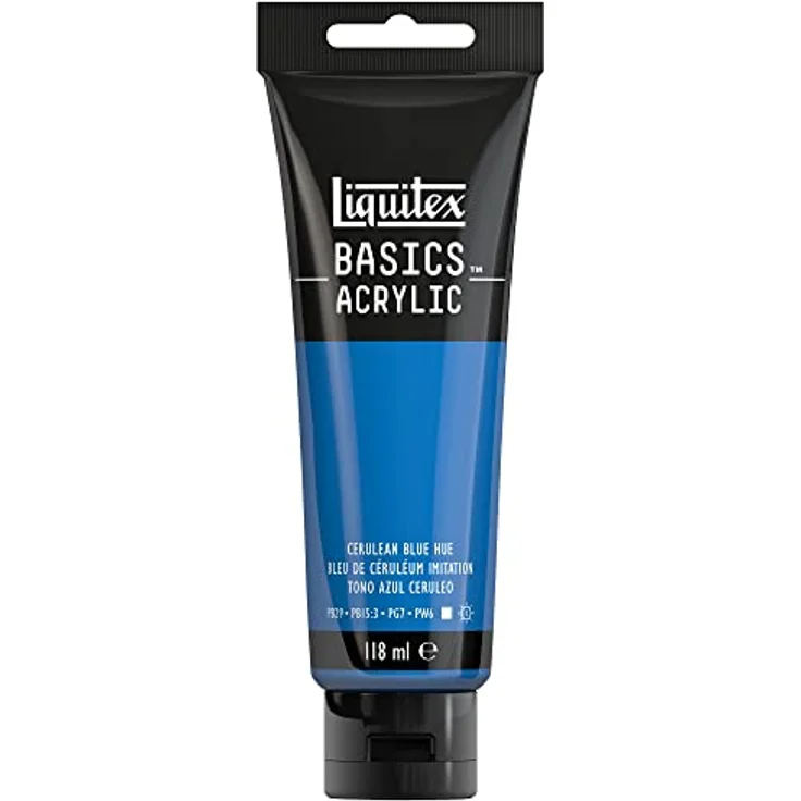Liquitex Basics Acrylfarbe Cölinblau, 118ml Tube, lichtecht, mittlere Viskosität, seidenglänzend, monopigmentiert, Archivqualität – Bild 1